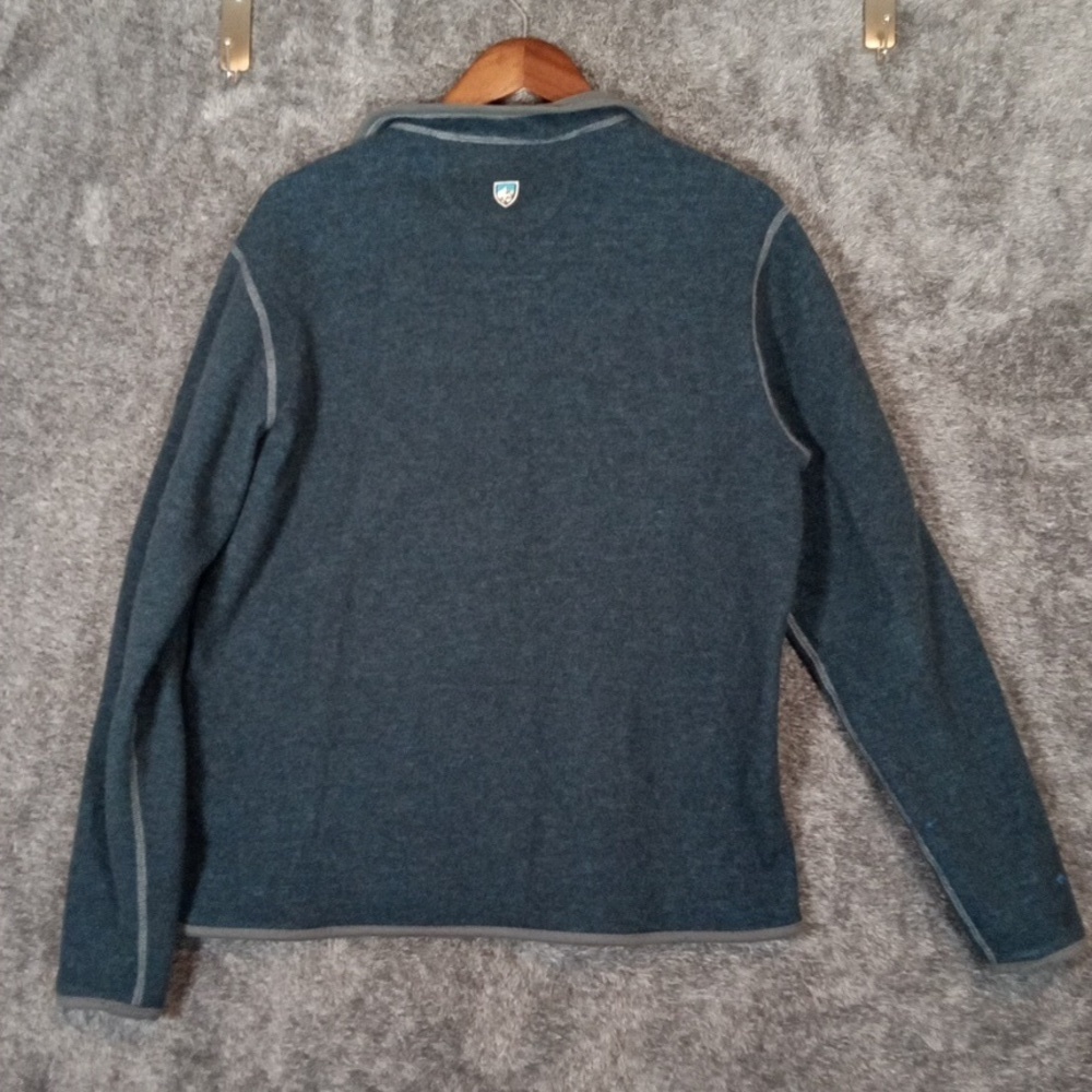 KÜHL Blue Quarter-Zip Pullover Blue Chianti Wool Blend Outdoors Mens M - Picture 8 of 13